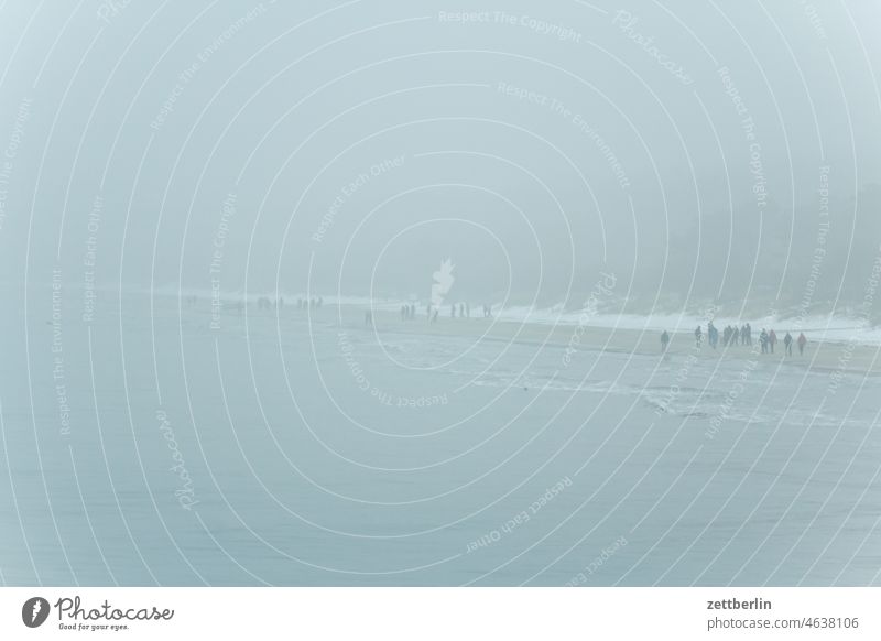 Strand im Nebel bodden fischerdorf hafenstadt hanse hansestadt historisch kalt mecklenburg meckpomm meer mv nebel neuschnee ostsee strand ufer vorpommern wetter