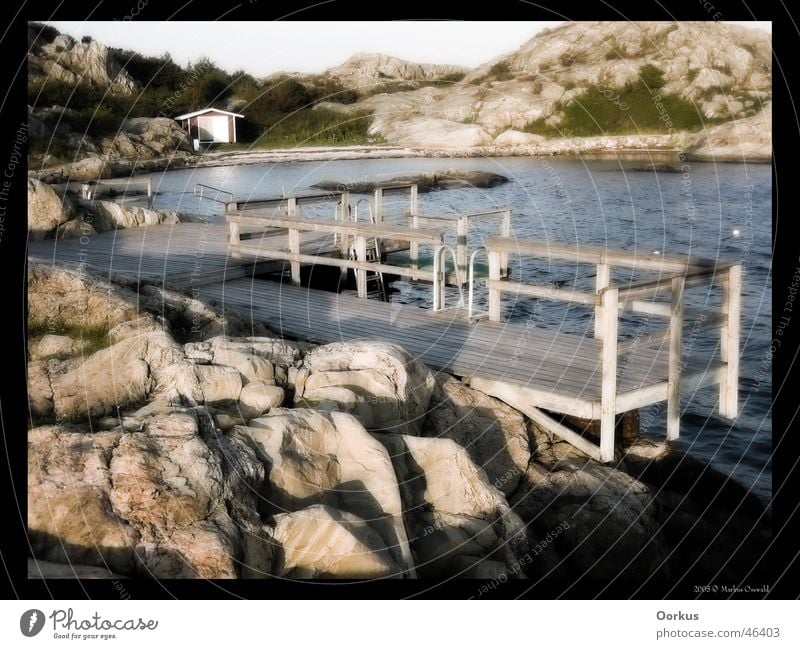 Badeplatz auf Brännö Meer Strand Göteborg Felsen Schweden steeg