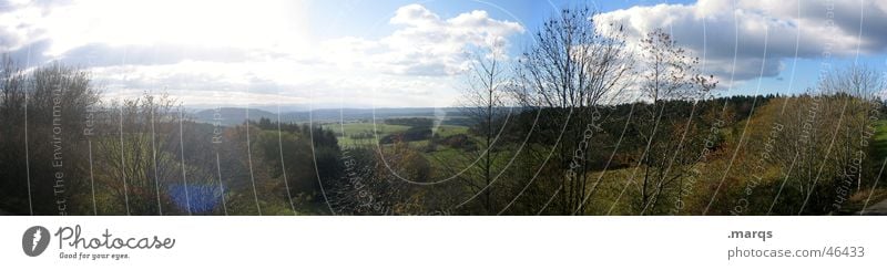 Natur im Weitwinkel Farbfoto Außenaufnahme Menschenleer Textfreiraum oben Tag Panorama (Aussicht) Tourismus Ausflug Ferne Freiheit Sonne Berge u. Gebirge