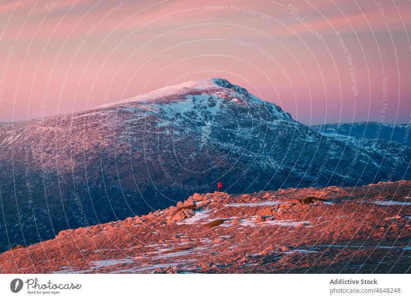 Verschneite Sierra de Guadarrama Berge u. Gebirge Ambitus sierra de guadarrama Natur Winter bola del mundo Schnee Hochland Raureif Felsen Spanien Madrid wolkig