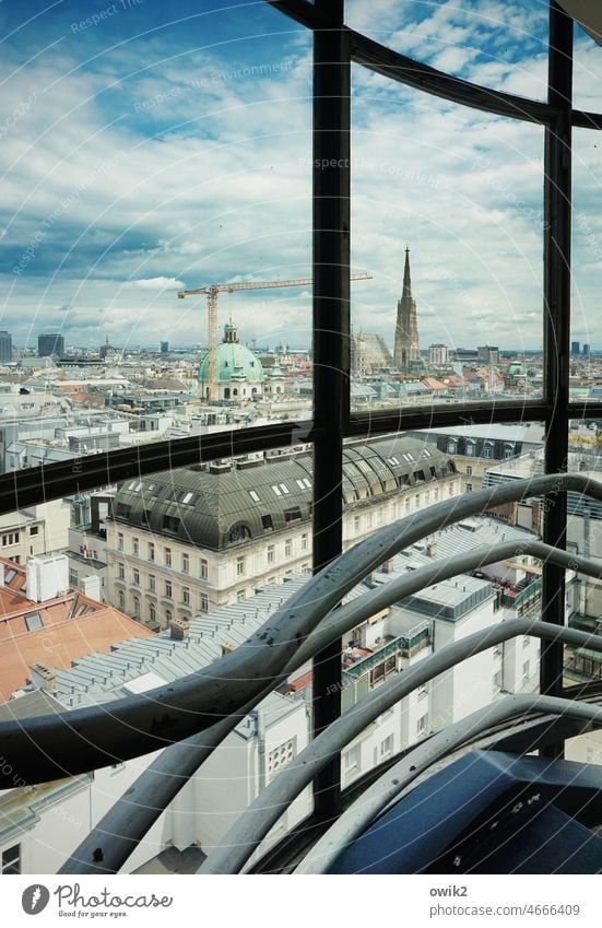 Wiener Rundschau Häusermeer Großstadt Kirche Treppenhaus Hauptstadt Österreich Fenster Panorama (Aussicht) Stephansdom Farbfoto Gebäude Haus Außenaufnahme