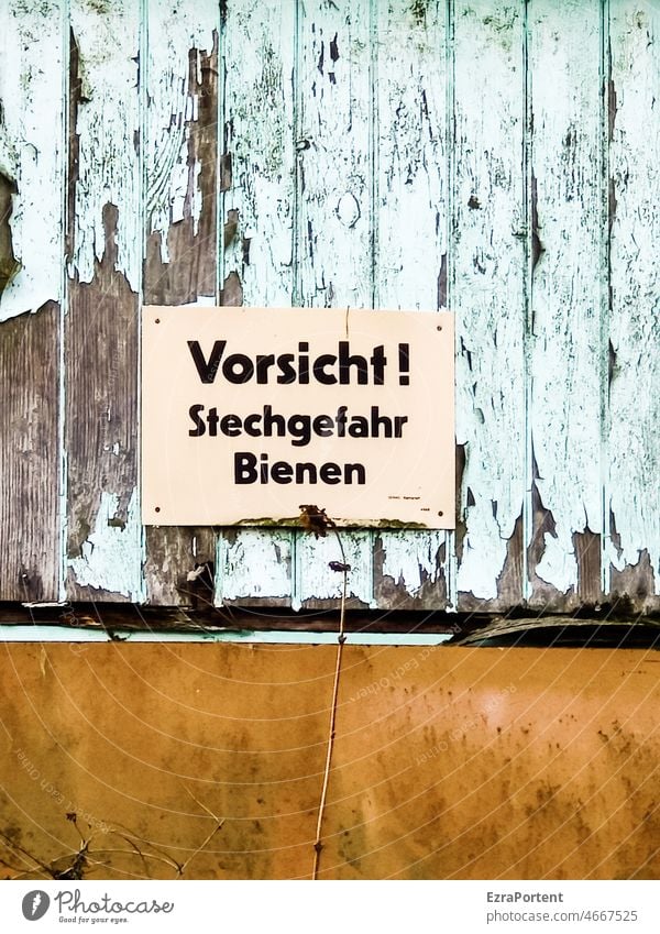 süße Gefahr Vorsicht Bienen Bienenzucht Bienenwagen Schilder & Markierungen Warnung stechen Stich Warnschild Hinweisschild Achtung gefährlich