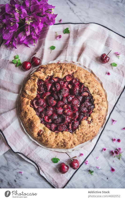 Leckere Kirschgallete Kirsche Dessert Konditorei selbstgemacht Küche kulinarisch Kalorie süß natürlich Blüte Stil Ernährung Geschmack geschmackvoll lecker