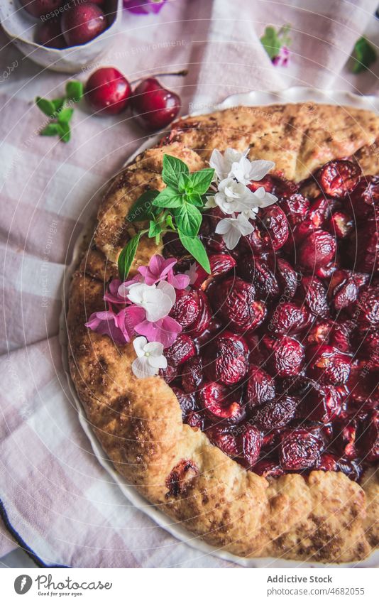 Leckere Kirschgallete Kirsche Dessert Konditorei selbstgemacht Küche kulinarisch Kalorie süß natürlich Blüte Stil Ernährung Geschmack geschmackvoll lecker