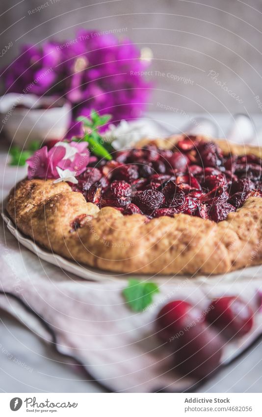 Leckere Kirschgallete Kirsche Dessert Konditorei selbstgemacht Küche kulinarisch Kalorie süß natürlich Blüte Stil Ernährung Geschmack geschmackvoll lecker