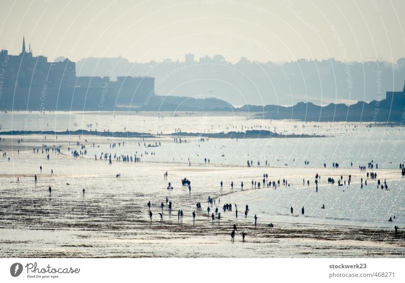 Nachmittags am Meer Freude Ferien & Urlaub & Reisen Sommer Sommerurlaub Strand Insel Wassersport Schwimmen & Baden Mensch Menschenmenge Erholung heiß nass blau