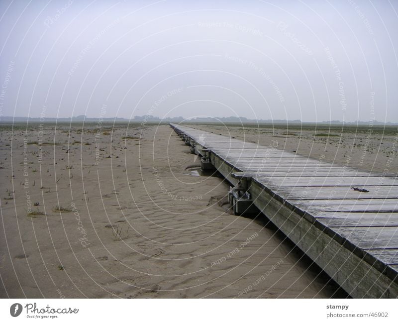 unendlicher Strand St. Peter-Ording Ferien & Urlaub & Reisen Unendlichkeit Steg Außenaufnahme Erholung Himmel Sand Ferne Natur