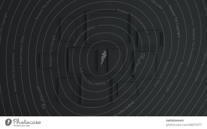 Bilderrahmen Collage dunkelgrau Konzept 3d Rendering 3D-Rendering Präsentation Kunstwerk Werbung Form Muster Transparente abstrakt Sauberkeit niemand