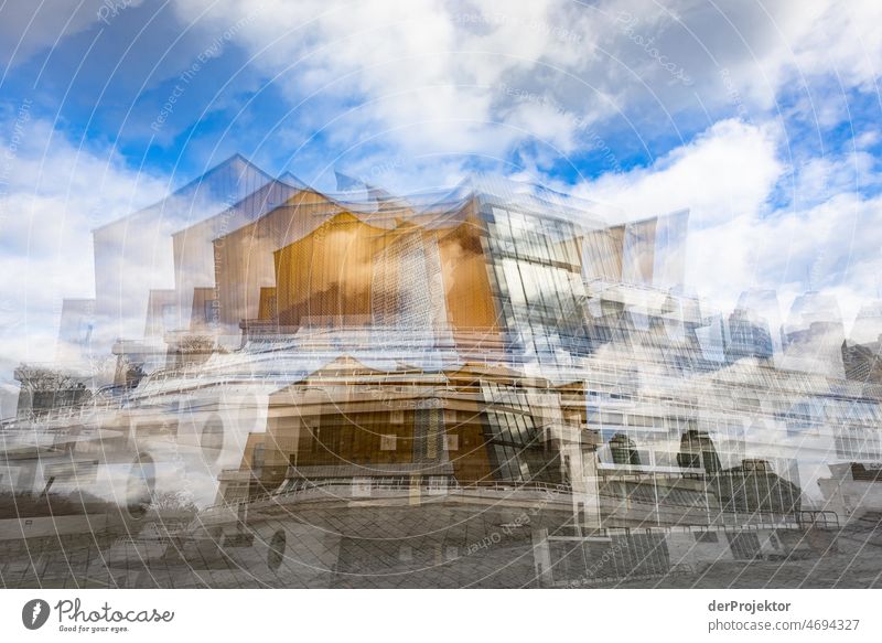 Mehrfachbelichtung: Philharmonie Berlin in Sonnenlicht des Winters in Berlin Berlin Zentrum Ferien & Urlaub & Reisen Schönes Wetter Tourismus Städtereise