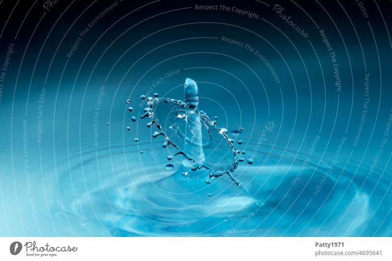 Wassertropfen kollidieren und bilden abstrakte Formen Makroaufnahme Nahaufnahme nass blau Strukturen & Formen Detailaufnahme Reflexion & Spiegelung feucht