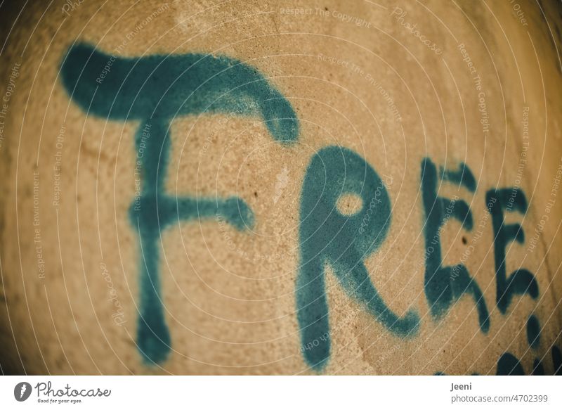 Free | Lost Land Love Frei Freiheit Gefühle Wort Graffiti Großbuchstabe Wand Schmiererei Buchstaben Typographie Mauer Text Englisch Mitteilung Kommunikation