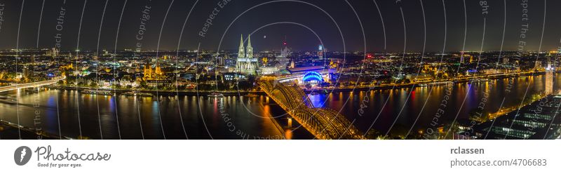 köln nacht skyline panorama Köln Großstadt Kölner Dom Altstadt Rhein Hohenzollern Hohenzollernbrücke Deutschland Kathedrale Fluss Karneval kölsch Kirche Brücke