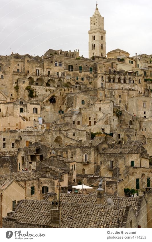 Matera, historische Stadt in der Basilikata, Italien Europa matera Sassi UNESCO-Weltkulturerbe Architektur Gebäude Großstadt Stadtbild wolkig Farbe Tag