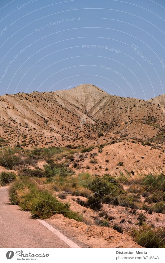 Berg in der Wüste von Almeria wüst Landschaft Natur Himmel Felsen Berge u. Gebirge Sand Schlucht reisen trocknen Israel Park Steine Tal trocken Tourismus