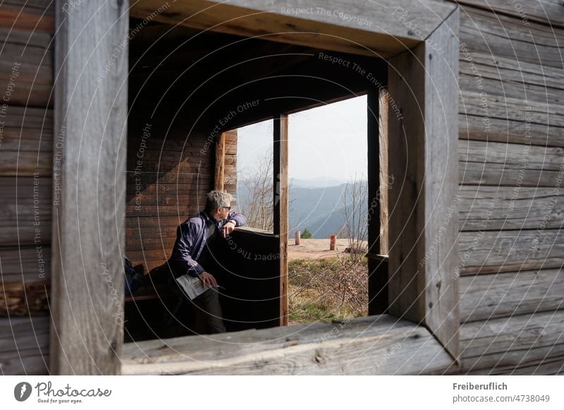 Schutzhütte Hütte Ausblick Kirschfelsen Pfalz Pfälzer Wald Holz Hügel Landschaft Natur Rheinland-Pfalz