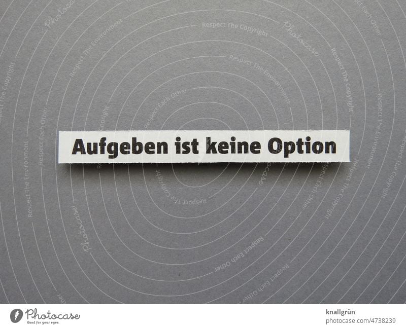 Aufgeben ist keine Option Durchhaltevermögen stärke Ausdauer Erwartung durchhalten nicht aufgeben Kraft Mut Entschlossenheit Willensstärke Tatkraft Optimismus