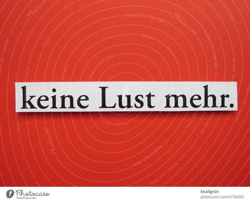 Keine Lust mehr. Unlust genervt Langeweile Stimmung Gefühle Farbfoto Hintergrund neutral Menschenleer Freisteller Studioaufnahme Kommunizieren Schriftzeichen