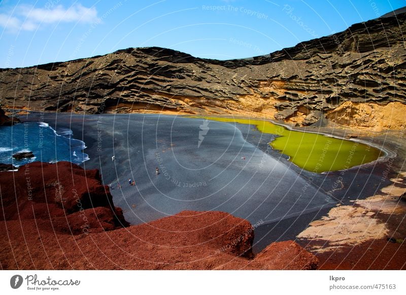 in el golfo lanzarote spanien moschus teich fels stein himmel Ferien & Urlaub & Reisen Tourismus Ausflug Sommer Strand Meer Insel Wellen Natur Landschaft Sand