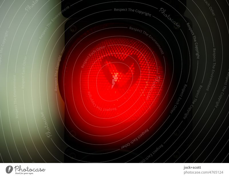 diese Liebe ist nicht zu stoppen Ampel Fahrradampel Verkehrszeichen Mobilität leuchten rot Symbole & Metaphern Silhouette Streulicht Technik & Technologie