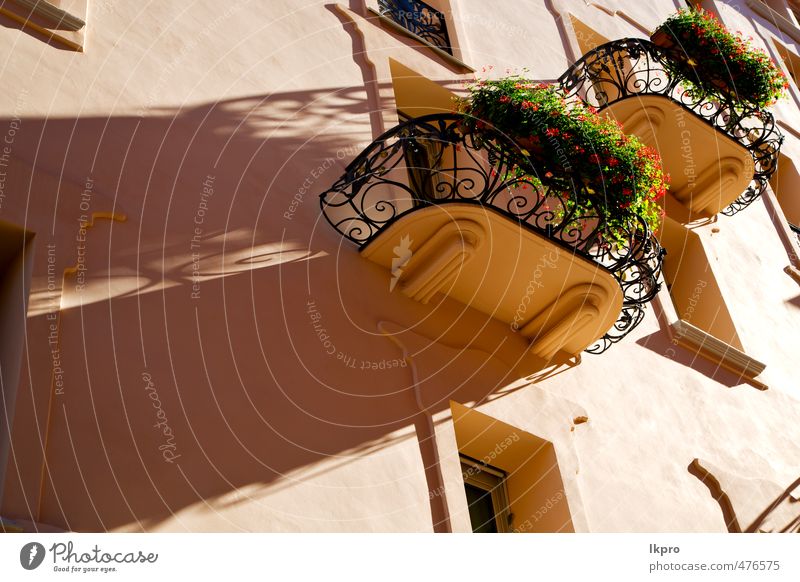 alte mauer- und blumenterrasse im zentrum der stadt lugano Ferien & Urlaub & Reisen Ausflug Pflanze Blume Dorf Stadt Architektur Fassade Balkon Terrasse Denkmal