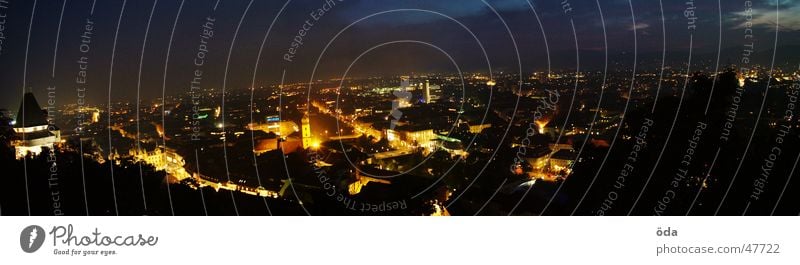 Graz @ night Stadt Langzeitbelichtung Panorama (Aussicht) Uhrenturm Nacht dunkel Licht Beleuchtung groß Panorama (Bildformat)