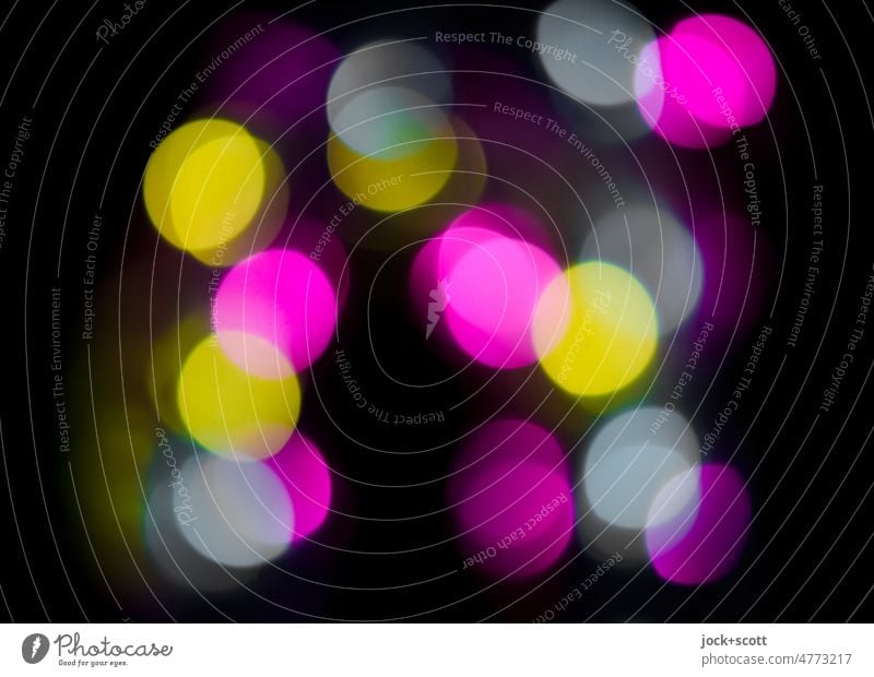 Rund und Bunt, viele Lichter in der dunklen Nacht Bokeh Strukturen & Formen Unschärfe abstrakt Reaktionen u. Effekte Kunstlicht Lichtspiel Lichterscheinung