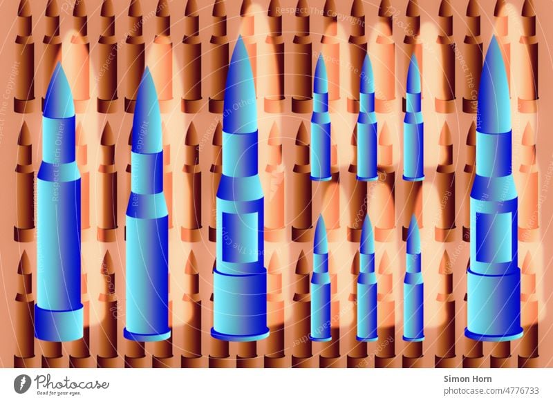 Projektile Munition Rüstungsindustrie Grafik u. Illustration Rüstungsgüter Waffen Pistole schießen Schuss Gewalt Schußwaffen