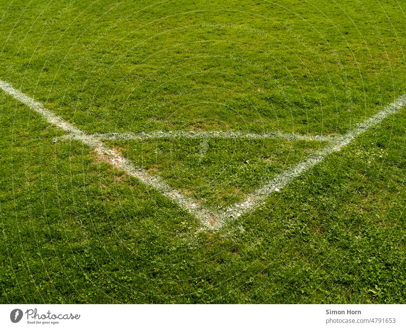 Ecke rechtwinklig Rasen Strukturen & Formen Fußball Linie Sport Gras Fußballplatz Sportplatz Freizeit & Hobby Treffpunkt Ecken Wiese