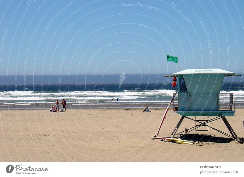 Santa Barbara Beach St. Barbara Amerika Strand Sommer Meer See Atlantik Haus türkis Bademeister Meister USA Sonne america Himmel ocean Schwimmen & Baden Sand