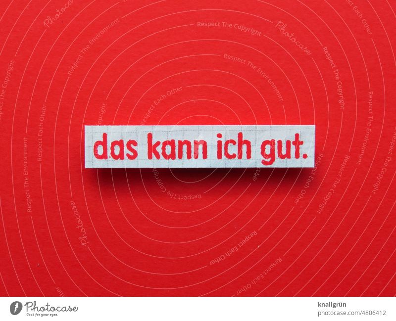 Das kann ich gut. können Talent selbstbewusst kreativ Fähigkeit Inspiration Aktivität Hobby ausführen Buchstaben Wort Satz Letter Typographie Sprache Text