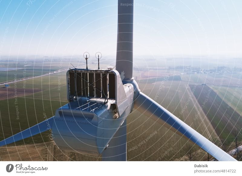 Luftaufnahme eines Teils einer Windkraftanlage auf dem Lande, Grüne Energie Windmühle Erzeuger Turbine regenerativ nachhaltig Kraft Innovation Öko Schutz Klima