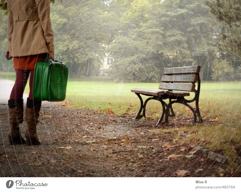 Ruhelos Ferien & Urlaub & Reisen Ausflug Ferne Freiheit Mensch feminin 1 18-30 Jahre Jugendliche Erwachsene Herbst schlechtes Wetter Nebel Park Wege & Pfade