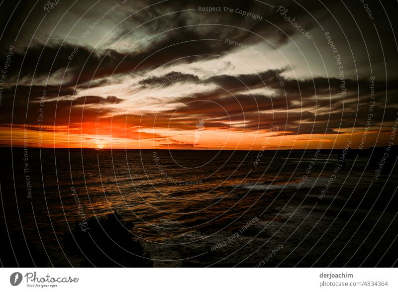 Großes Kino. Atremberaubender Sonnenuntergang am Pacific. Einfach nur schön. Abenddämmerung Wasser Meer Himmel Strand Wolken Romantik Horizont Sommer Landschaft