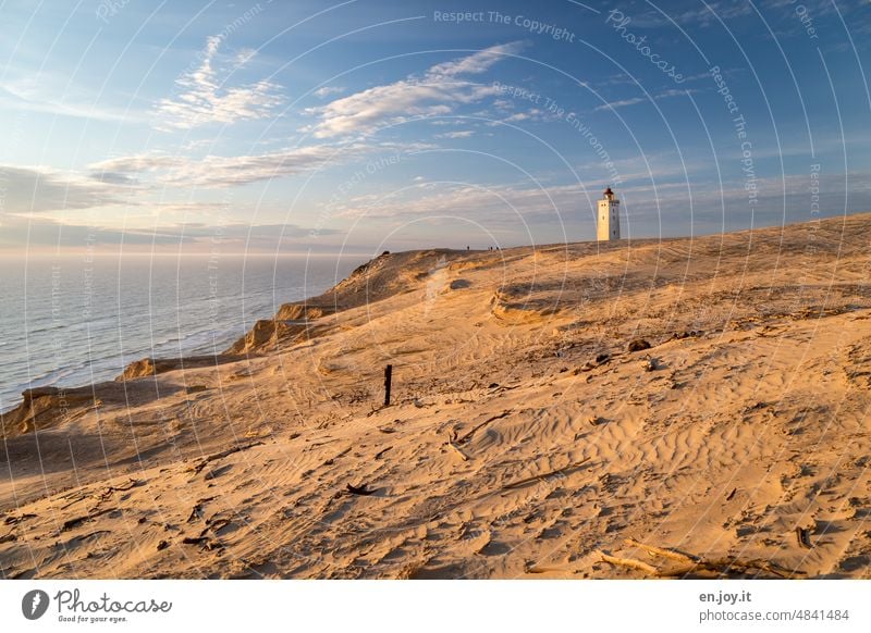 der versandete Leuchtturm zum Sonnenuntergang Rubjerg Knude Fyr Wanderdüne Rubjerg Knude Dänemark Stranddüne Küste Nordsee Sehenswürdigkeit