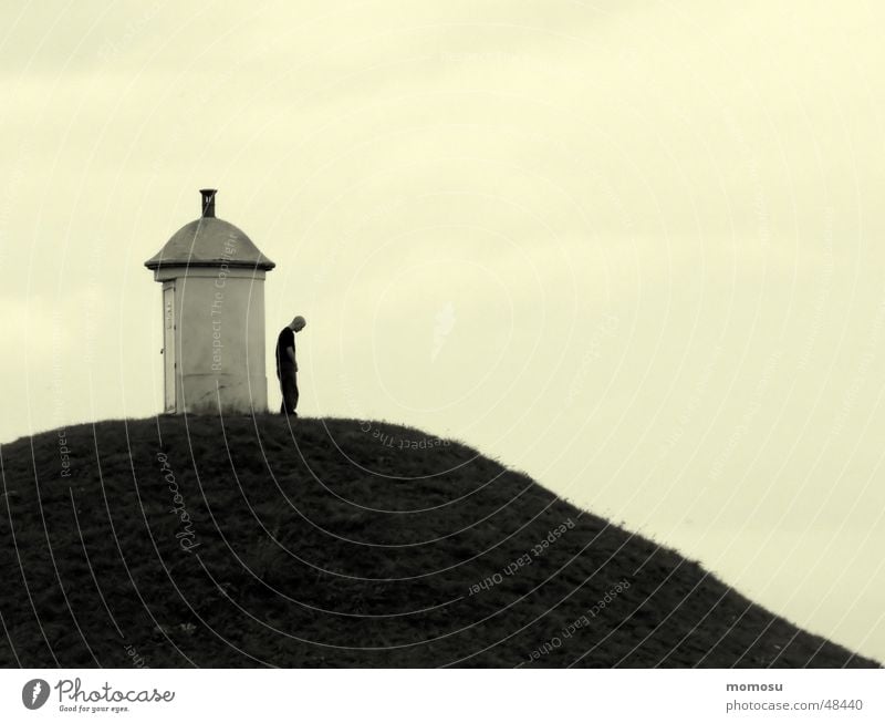 Depression Mann Hügel Wiese Einsamkeit Berge u. Gebirge Himmel deprssion