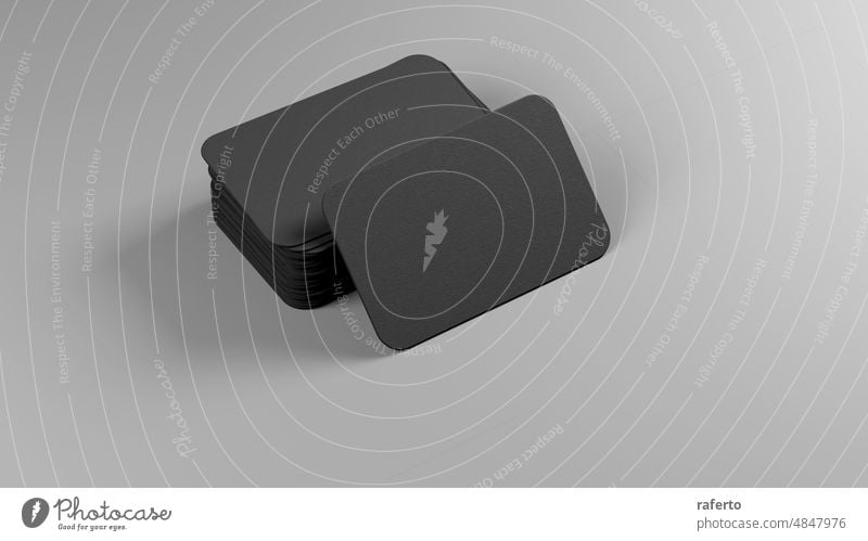 Schwarze Visitenkarten Blanko Mockup - Vorlage. 3d Rendering Postkarte Papier korporativ Präsentation Business Identität Schreibwarenhandlung blanko leer
