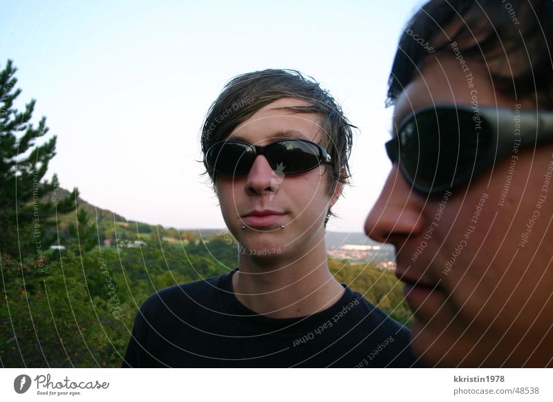 Flexible Faces 2 Mann Aussicht Thüringen Sonnenbrille Gesicht faces Mensch boys Doppelbelichtung Blick