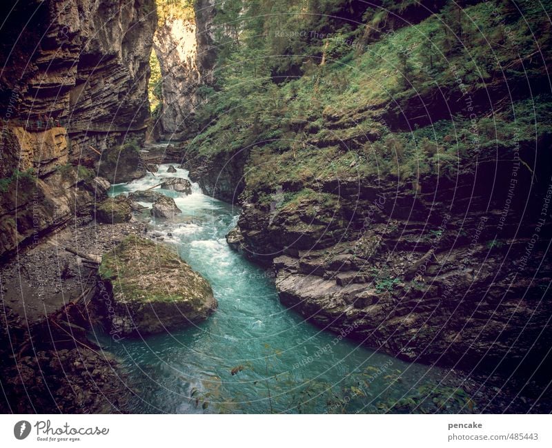 geotopisch Natur Landschaft Urelemente Wasser Schlucht Breitachklamm Stein Zeichen wandern Stimmung Kraft Bewegung Energie entdecken Durchbruch Fluss fließen