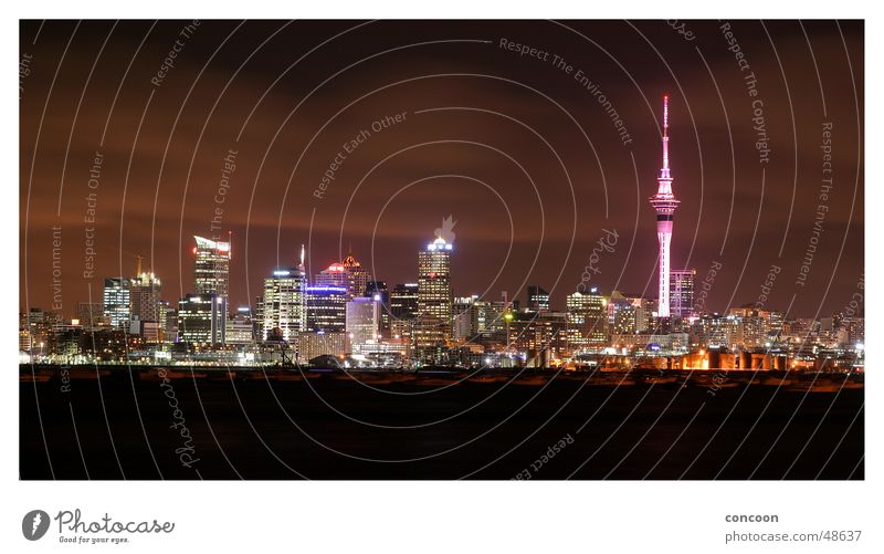 Auckland Skyline Neuseeland Sky Tower Hochhaus Nacht Panorama (Aussicht) city of sails high rise buildings groß Panorama (Bildformat)