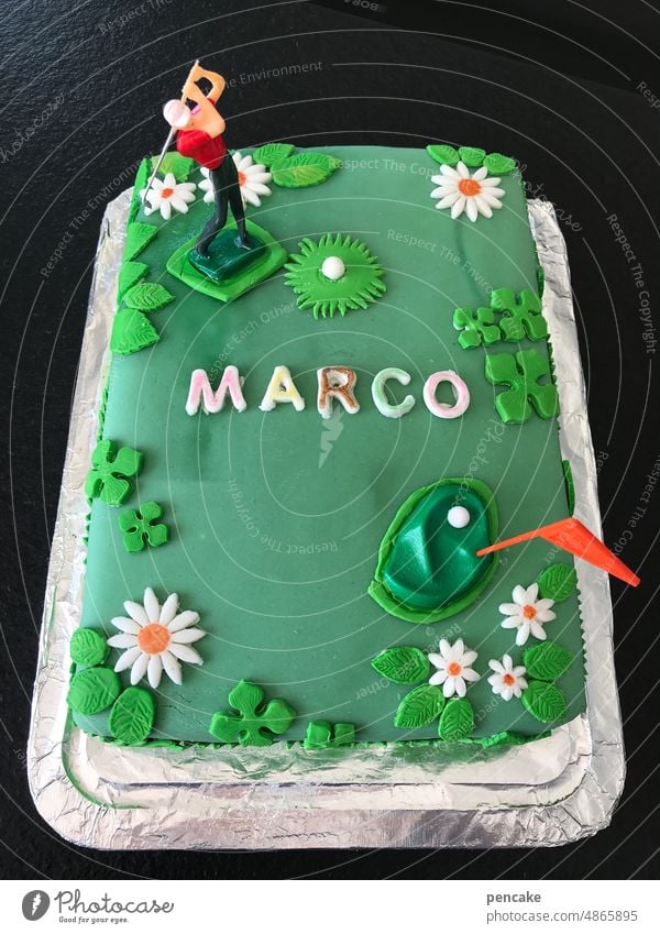 feine gesellschaft | golfertorte Kuchen Torte Golf Golfer Sport grün Spiel Golfplatz Freizeit & Hobby Golfschläger Golfball Feier Geburtstagstorte Marco