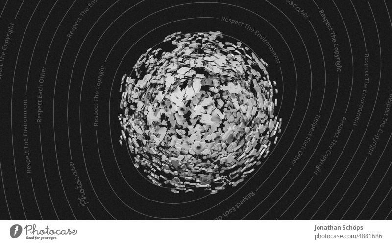 3D-Rendering einer abstrakten geometrischen Kugel Explosion dreidimensional Design rendern modern Form Hintergrund Technik & Technologie Struktur futuristisch