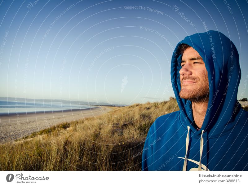 tag am meer harmonisch Wohlgefühl Zufriedenheit Sinnesorgane Erholung Freizeit & Hobby Ferien & Urlaub & Reisen Freiheit Sommerurlaub Meer maskulin Junger Mann