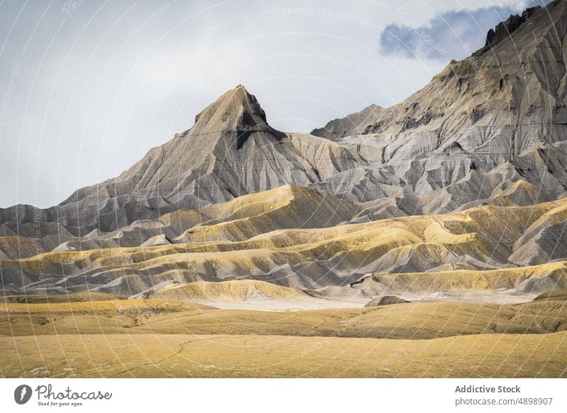 Landschaftlicher Berg Berg Fabrik Butte Utah reisen wüst USA im Freien Wahrzeichen Natur Antenne trocken Himmel Wildnis Tal Stein braun natürlich national