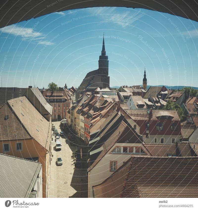 Überdach Aussicht Stadt Ausblick Häuser Dachlandschaft Farbfoto Dächerlandschaft verschachtelt Blick nach unten Altstadt Wohngebiet Gewirr Stadtzentrum