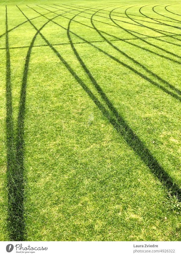 Sportplatz - grünes Gras, schwarze Linien Training Fitness Athlet Gesundheit Lifestyle Feld Schwarze Linien rennen Konkurrenzkampf Übung laufen sportlich