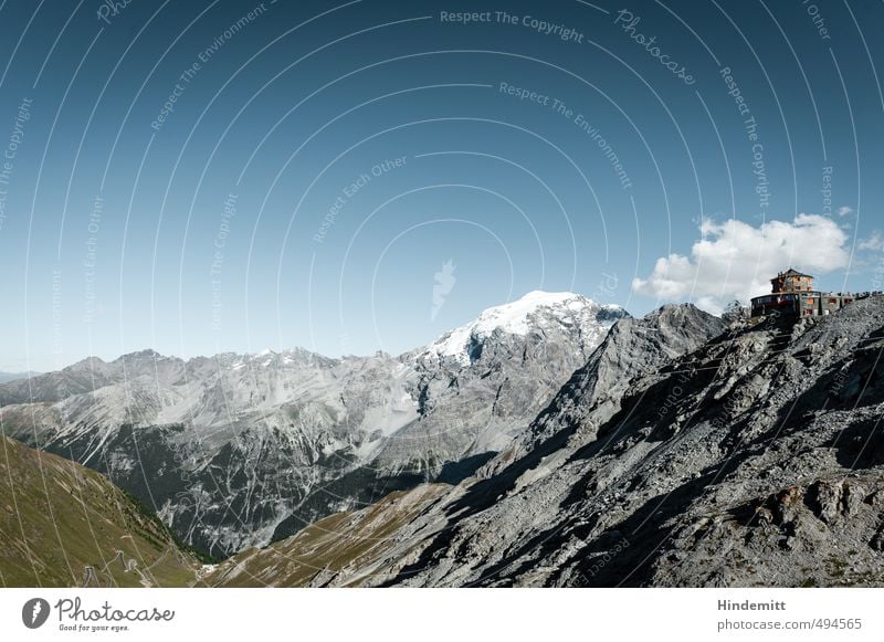 Vom Stilfserjoch Umwelt Landschaft Himmel Wolken Sommer Wiese Hügel Felsen Alpen Berge u. Gebirge Schneebedeckte Gipfel Stein stehen außergewöhnlich eckig