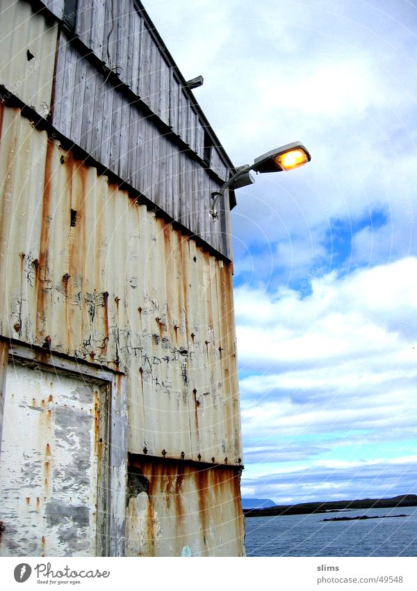 Island Lagerhalle alt Wasser Himmel