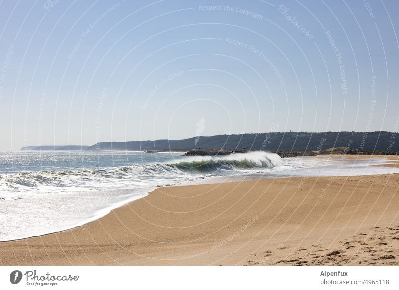 ..als es noch warm war.. Strand Meer Wellen Wellenbrecher Küste Wasser Wellengang Sand Ferien & Urlaub & Reisen Horizont Brandung Sandstrand Erholung Gischt