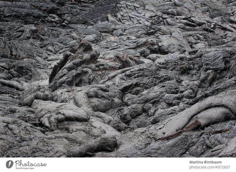 Vollbildaufnahme der Lavastrukturen im Volcanic National Park Hawaii Vulkan-Nationalpark Texturen rau natürlich voller Rahmen Magma vulkanisch reisen Eruption