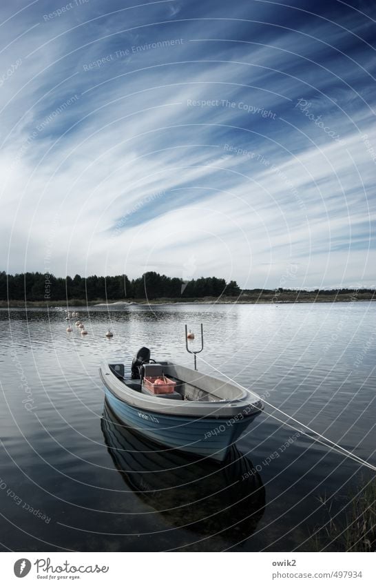 Beruhigungsmittel Umwelt Natur Landschaft Luft Wasser Himmel Wolken Horizont Klima Wetter Schönes Wetter Küste Strand Bucht Schifffahrt Fischerboot Seil